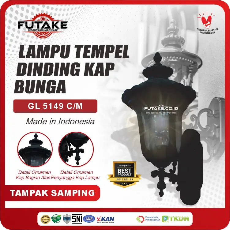 Lampu Tempel Dinding Kap Bunga GL 5149 CM Futake