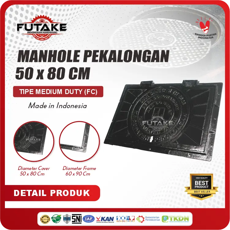 Manhole Pekalongan Medium Duty 50 Cm x 80 Cm