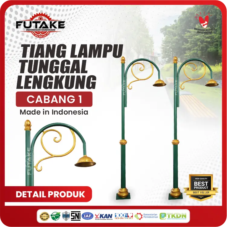 Tiang Lampu Taman Tunggal 2,5 Meter